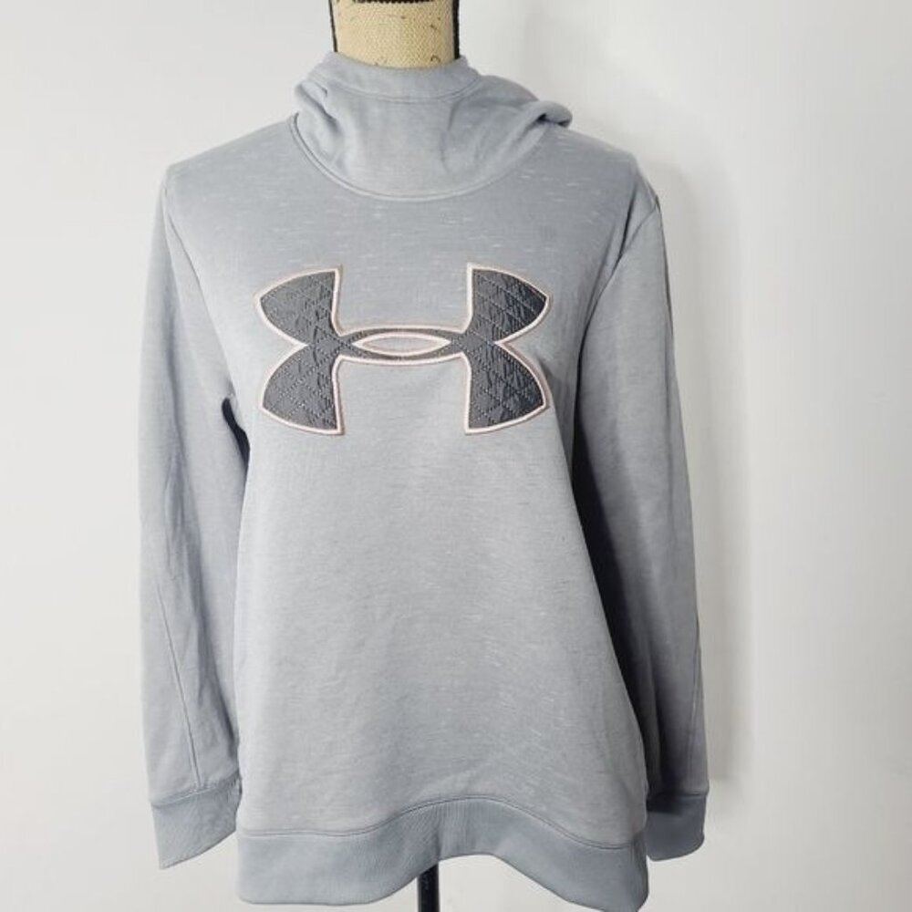 Under Armour Grey Pullover Hooded Logo Sweatshirt Woman's Large